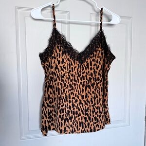 🍓 BP Lace Animal Cheetah Wild Animal Print V-Neck Adjustable Straps Tank Medium